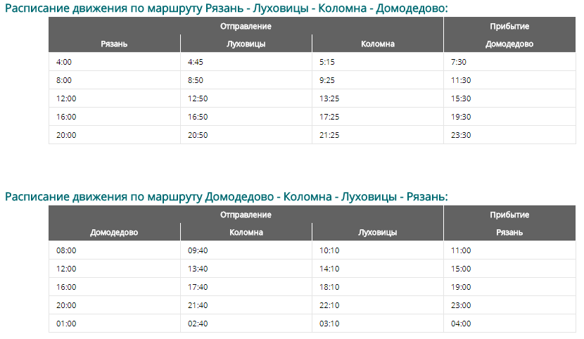 Расписание автобусов москва